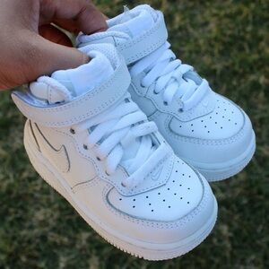 Nike Air Force 1 Mid LE Toddler Sneakers All White Sz 5C